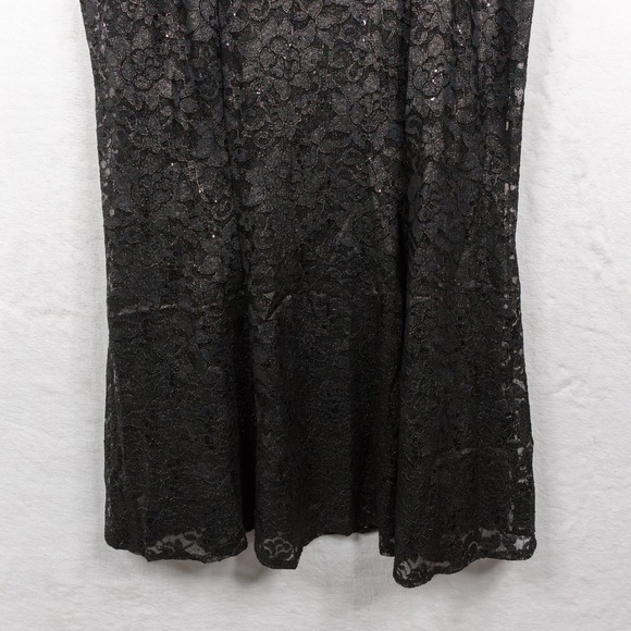 ANTTHONY Black Lace Sequin Maxi Skirt Elastic Waist Evening Party Plus Sz 3X - Picture 3 of 6